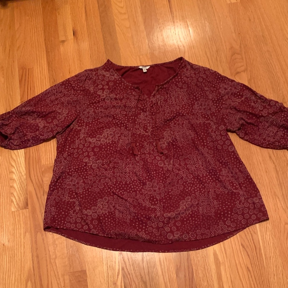 Bohemian Burgundy Patterned Women's Blouse size 3X